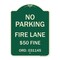 Signmission Missouri No Parking Fire Lane $50 Fine Heavy-Gauge Aluminum Sign, 24" x 18", G-1824-23874 A-DES-G-1824-23874 - alternate 1